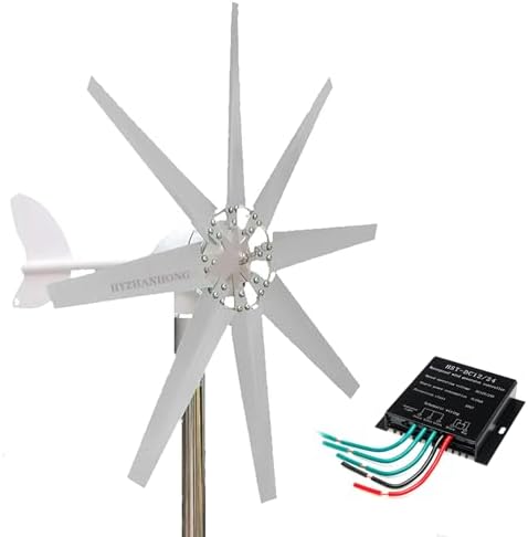 Portable Wind Turbine Generator Kit, 600W-1000W 12V/24V/48V with MPPT Controller, 8-Blade Small Windmill for Off-Grid Garden Lighting - Efficient Renewable Energy Solution