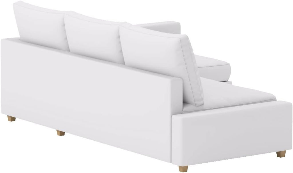 Durable Polyester Flax Friheten Sleeper Sofa Cover Replacement is Compatible with IKEA Friheten Sofa Bed, Or Corner, Or Sectional Slipcover. Sofa Cover Only (White Left Long)