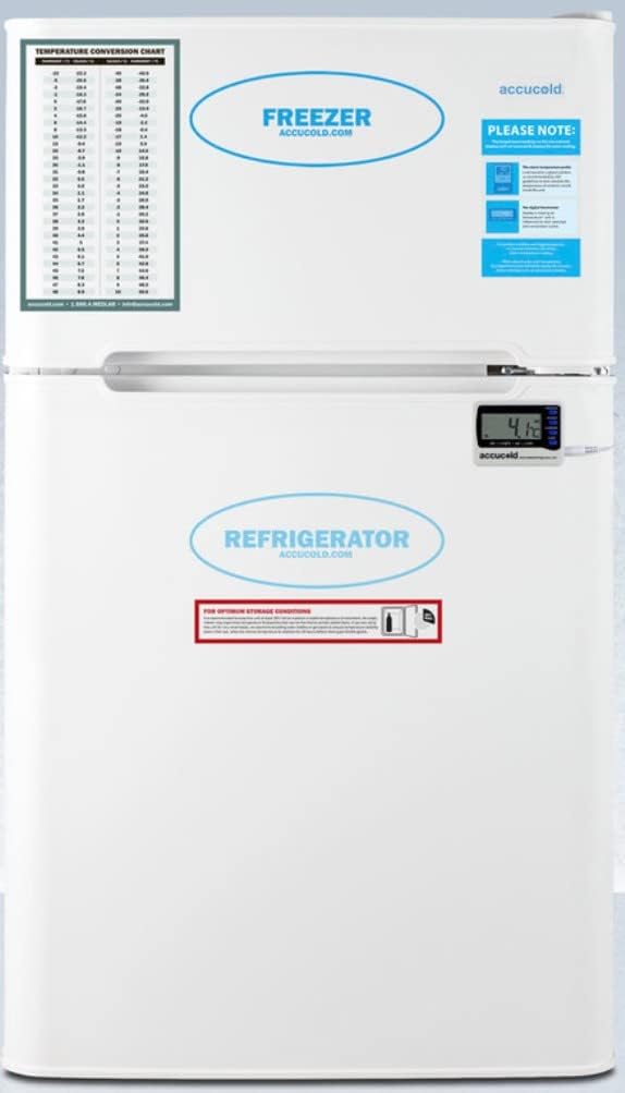 Summit Appliance AGP34RF General Purpose Counter Height 2-Door Refrigerator-Freezer with Digital Refrigerator Control, Internal Fan, Adjustable Wire Shelves, Door Storage and Alarm/Thermometer
