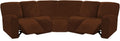 ULTICOR 7-Piece L Shape Sectional, Velvet Stretch Reclining Couch Covers for Sofa, Thick, Soft, Washable (Chocolate, 5 Seat Recliner Cover)