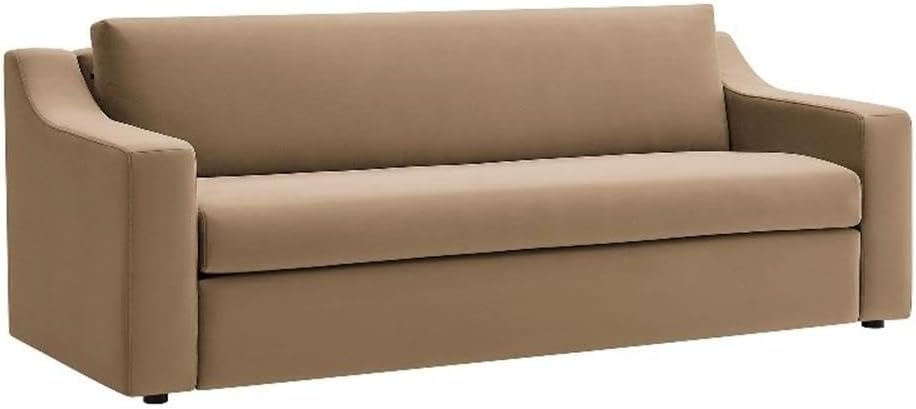 Modway Liora 87 Inch Stain-Resistant Performance Velvet Sofa in Taupe