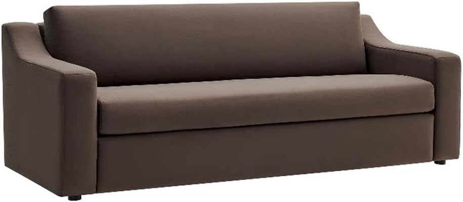 Modway Liora 87 Inch Stain-Resistant Performance Velvet Sofa in Chocolate Brown - 3 Seater Upholstered Sofa Couch for Living Room Seating - Comfy Deep Seat Sofa with Scoop Arms