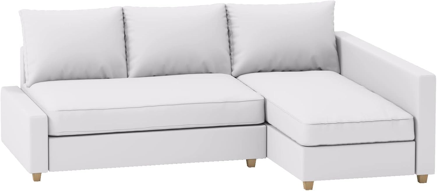 Durable Polyester Flax Friheten Sleeper Sofa Cover Replacement is Compatible with IKEA Friheten Sofa Bed, Or Corner, Or Sectional Slipcover. Sofa Cover Only (White Left Long)