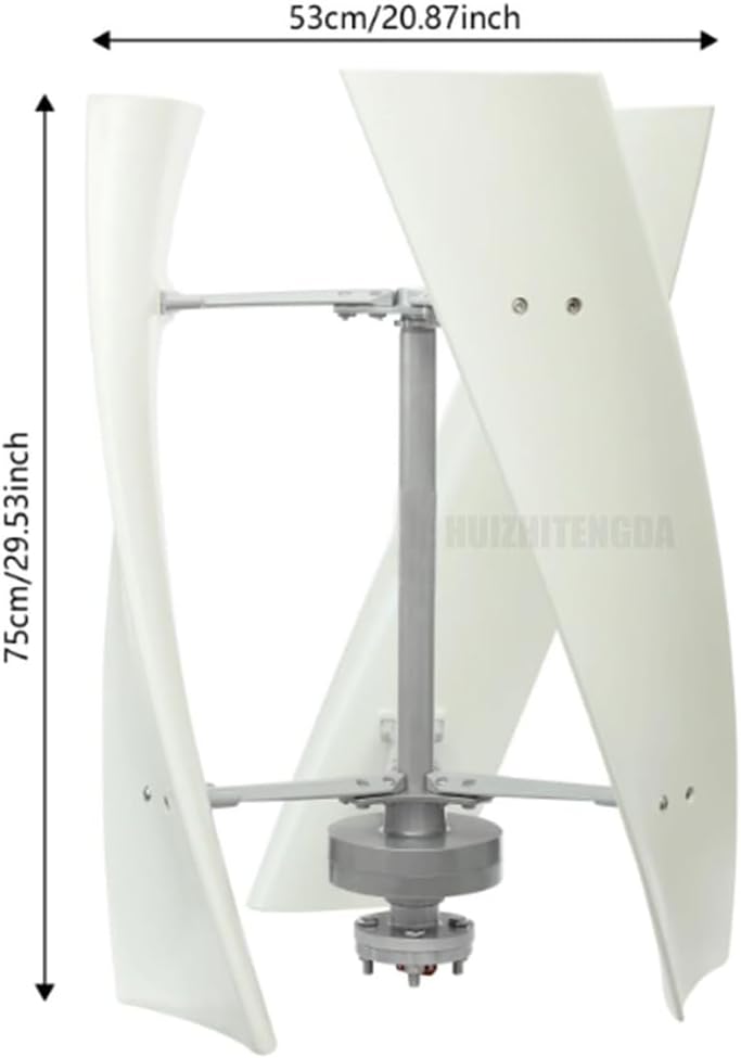 1000W Vertical Low Noise Wind Turbine Generator, 3 Blade Portable Permanent Magnet Generator 12V 24V 48V W/Controller for Home, Boats, Street Lighting(White)
