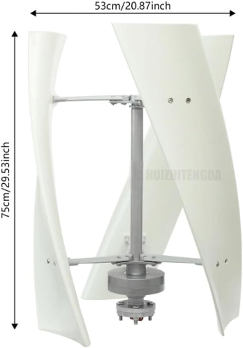 1000W Vertical Low Noise Wind Turbine Generator, 3 Blade Portable Permanent Magnet Generator 12V 24V 48V W/Controller for Home, Boats, Street Lighting(White)