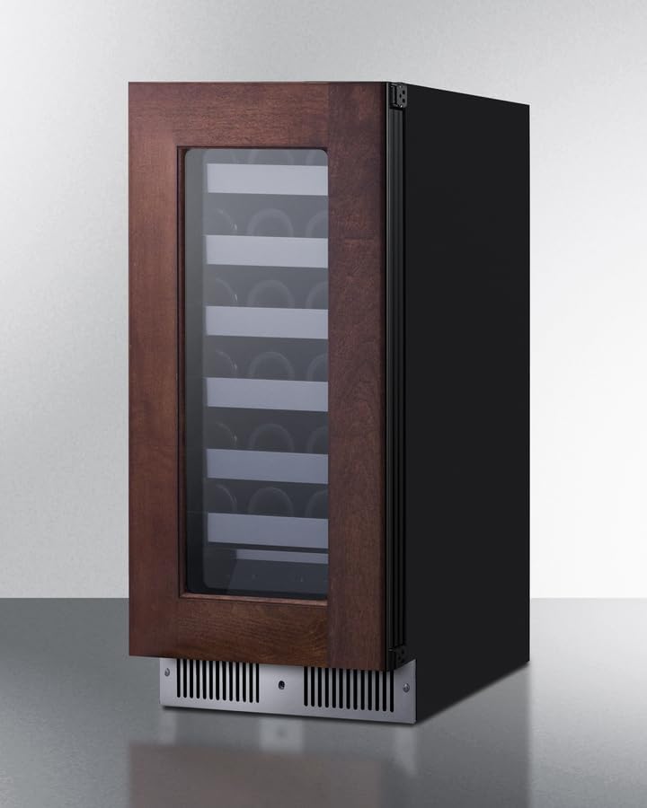 Summit 15 Inch Wine Cellar Shallow Depth Wine Refrigerator, Dimmable LED Light, Lock, Commercial or Residencial Use- SDHW1532PNRLHD (LHD, Panel Ready)(Panel not included)