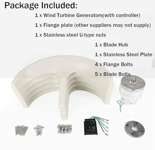 Wind Turbine Home Use Horizontal Generator Kits Blades with Controller400W 600W 800W 1000W 1200W No Noise Vertical Wind Turbine Generator, 12V 24V Portable Vertical Wind Power Turbine Genera