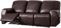 vctops 8 Pieces Waterproof Faux PU Leather Recliner Sofa Covers Stretch Soft 3 Seats Couch Cover Anti-Slip Sofa Slipcover Furniture Protector with Elastic Bottom for Kids Pet(Dark Coffee,3 Seat)