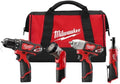 Milwaukee 2493-24 M12 3/8 Driver drill - 3/8 Impact - 1/4 Ratchet - Light with 2 Batteries
