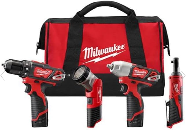 Milwaukee 2493-24 M12 3/8 Driver drill - 3/8 Impact - 1/4 Ratchet - Light with 2 Batteries