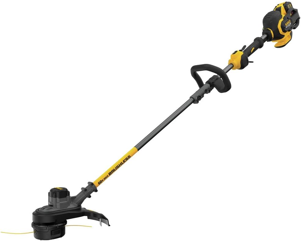 DEWALT FLEXVOLT 60V MAX* String Trimmer, Two Speed, 15-Inch, 3-Ah Battery & Extra Trimmer Line, 225-foot by 0.080-Inch (DCST970X1 & DWO1DT802) Yellow