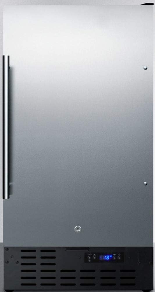 Summit Appliance FF1843BSSADA ADA Compliant 18' Wide Built-in Undercounter All-refrigerator with Stainless Steel Door, Black Cabinet, Digital Thermostat, Automatic Defrost and Front Lock