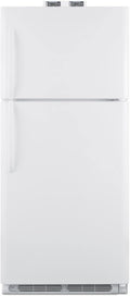 Summit Appliance BKRF21W 30' Wide 21 Cu.Ft. Break Room Refrigerator-Freezer in White with NIST Calibrated Alarm/Thermometers, Interior Light, Adjustable Shelves, Adjustable Thermostat