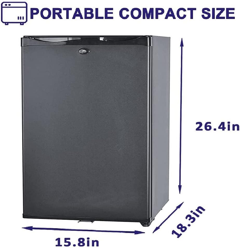 1.7 Cu.Ft Compact Refrigerator, 120V/12V Mini Fridge with Lock & Key, Reversible Door, Quiet Absorption Refrigerator for Truck, RV, Camper, Dorm & Office