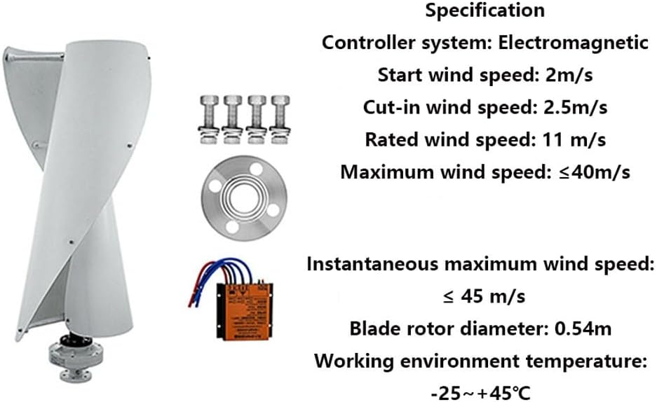 Wind Turbine Generator, 12V 1000W Vertical Wind Turbine Portable Windmill Power Generator Free Energy Generators Kit with Charge Controller