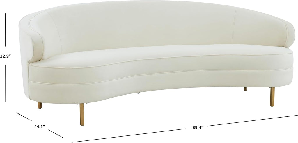 SAFAVIEH Couture Collection Primrose Cream Velvet/Gold Curved Sofa (Fully Assembled)