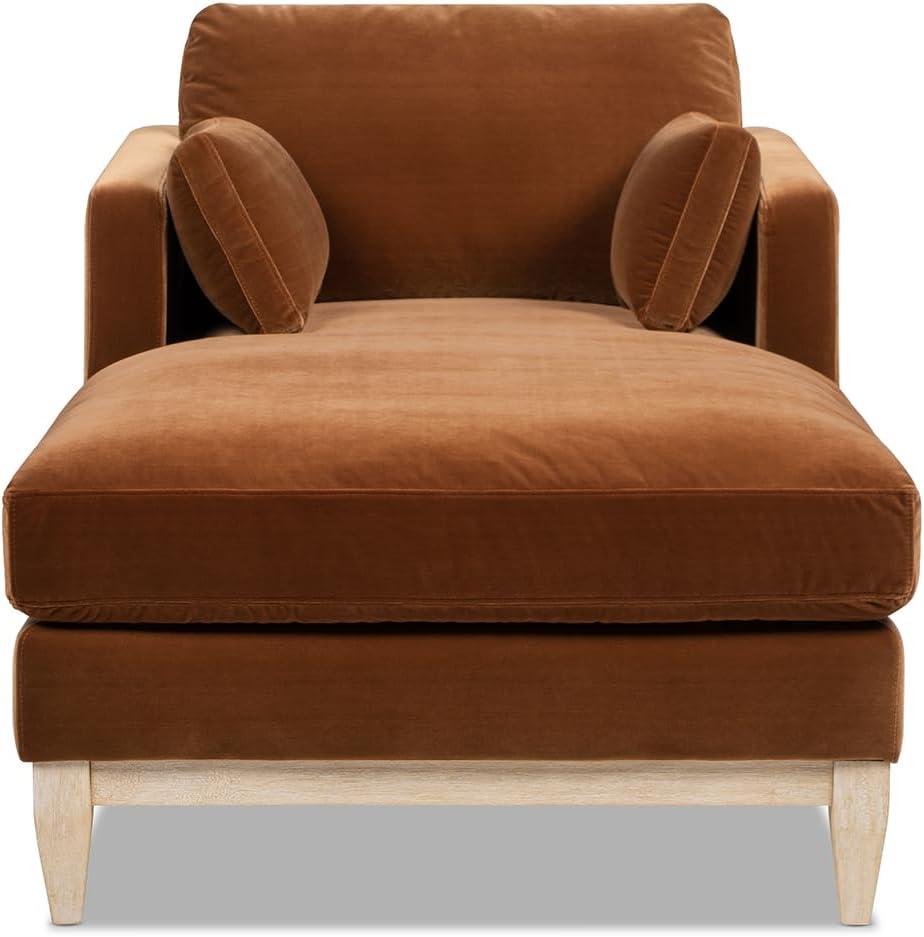 Jennifer Taylor Home Knox 65' Modern Farmhouse Chaise Lounge Chair, Burnt Orange Performance Velvet
