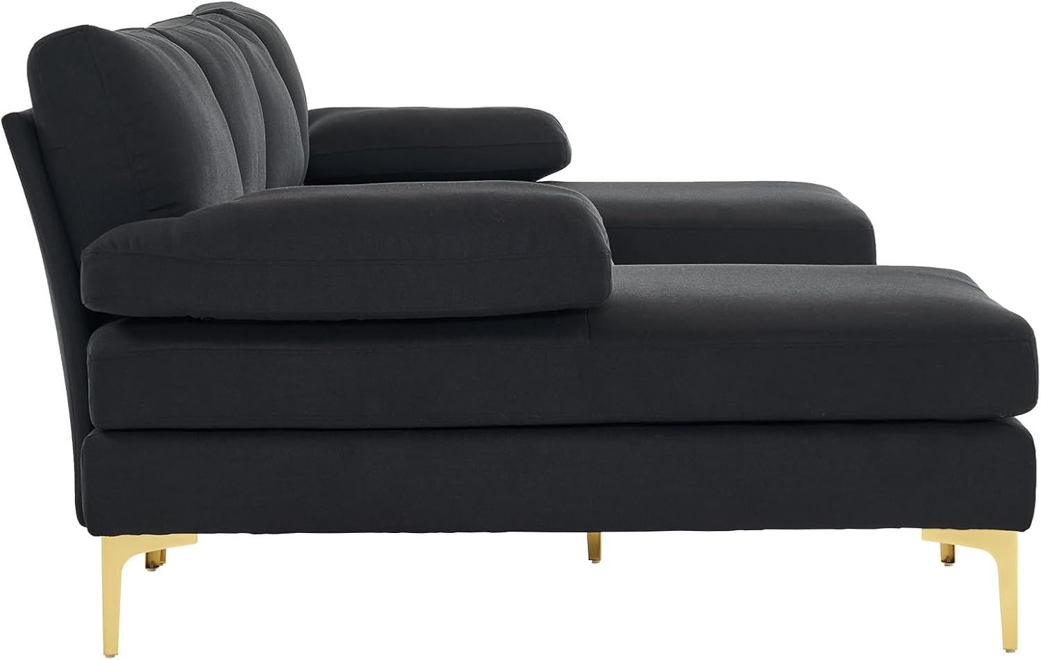 Karl home Convertible Sectional Sofa 110' U-Shape Sofa Couch 4-Seat Couch with Chaise Fabric Upholstered for Living Room, Apartment, Office, Black