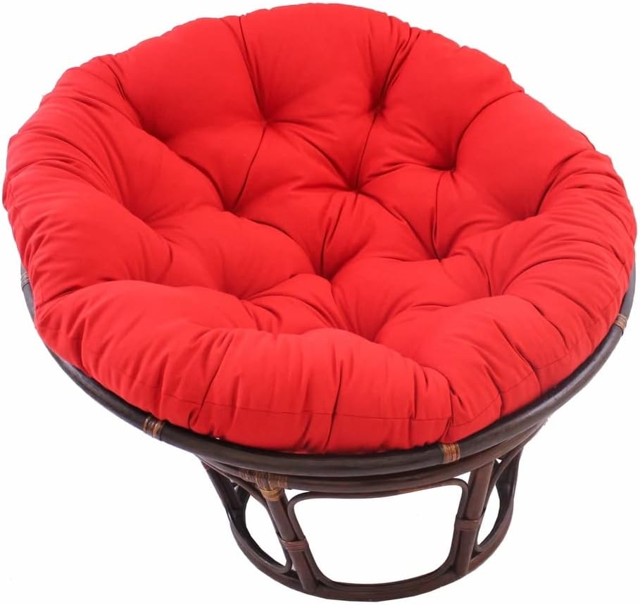 International Caravan Furniture Piece 42-Inch Rattan Papasan Chair with Solid Twill Cushion