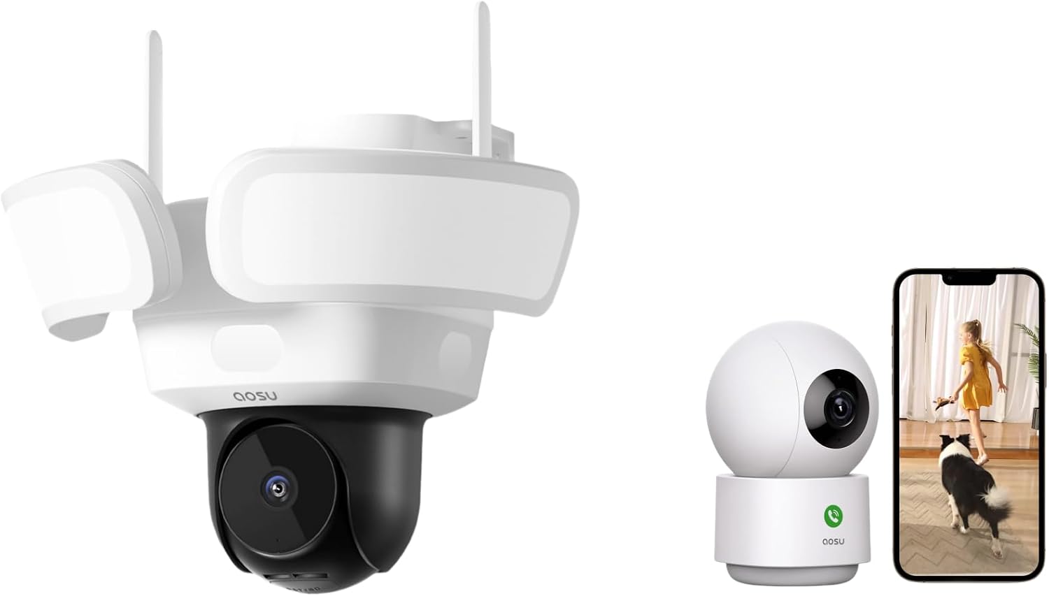 aosu Floodlightcam Pro Wired + 2K Indoor Camera