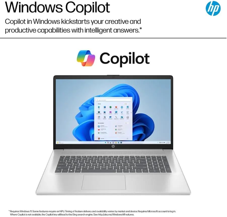 HP 17 Laptop, 17.3' FHD Display, 32GB RAM, 1TB SSD, AMD Ryzen 5 Processor(Beats i7-1165G7, Up to 4.3GHz), Webcam, Numeric Keypad, Long Battery Life, Windows 11 Pro,Silver