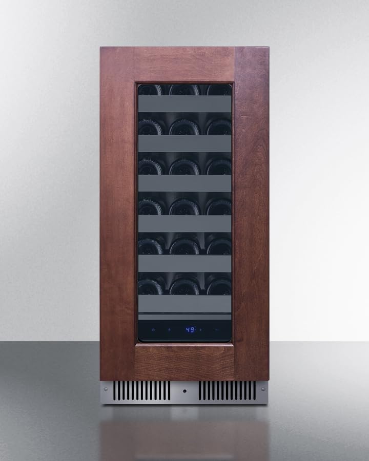 Summit 15 Inch Wine Cellar Shallow Depth Wine Refrigerator, Dimmable LED Light, Lock, Commercial or Residencial Use- SDHW1532PNRLHD (LHD, Panel Ready)(Panel not included)