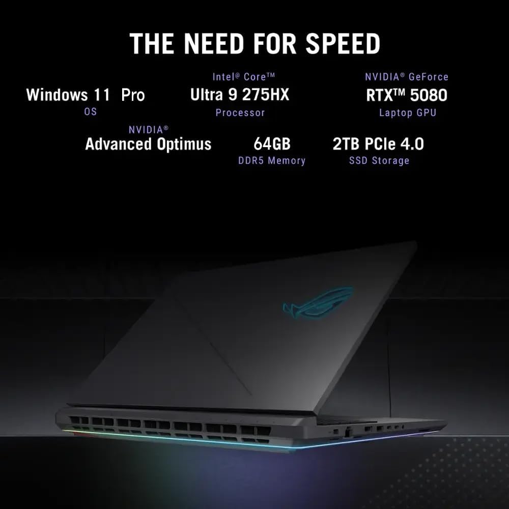 ASUS ROG Strix G18 Gaming Laptop 2025, Intel Ultra 9 275HX(24 Cores), NVIDIA GeForce RTX 5080, 18 Inch 2.5K 240Hz Display, 64GB DDR5, 2TB SSD, WiFi 7, Backlit Keyboard, Windows 11 Pro, Accessories