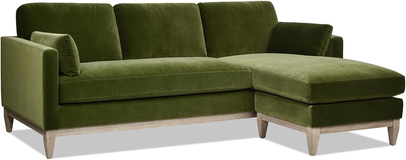 Jennifer Taylor Home Knox 89' Modern Farmhouse Reversible Chaise Sectional Sofa, Olive Green Performance Velvet