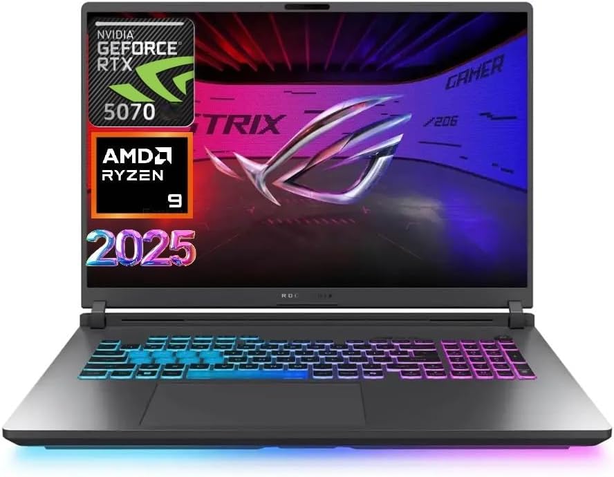 ASUS Latest 2025 ROG Strix G18 Gaming Laptop, 18' 2.5K 240Hz Display, AMD Ryzen 9-8940HX, NVIDIA RTX 5070, 64GB DDR5, 1TB SSD, Windows 11, Eclipse Gray