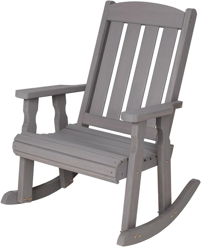 Amish Casual Heavy Duty 600 Lb Mission Pressure Treated Rocking Chair (Semi-Solid Grey Stain)