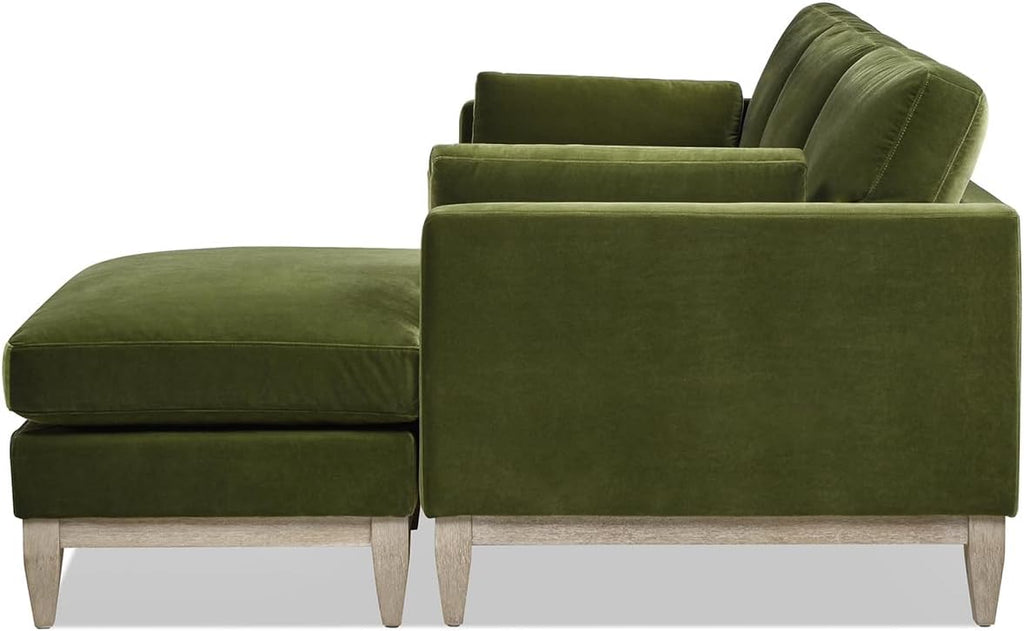 Jennifer Taylor Home Knox 89' Modern Farmhouse Reversible Chaise Sectional Sofa, Olive Green Performance Velvet