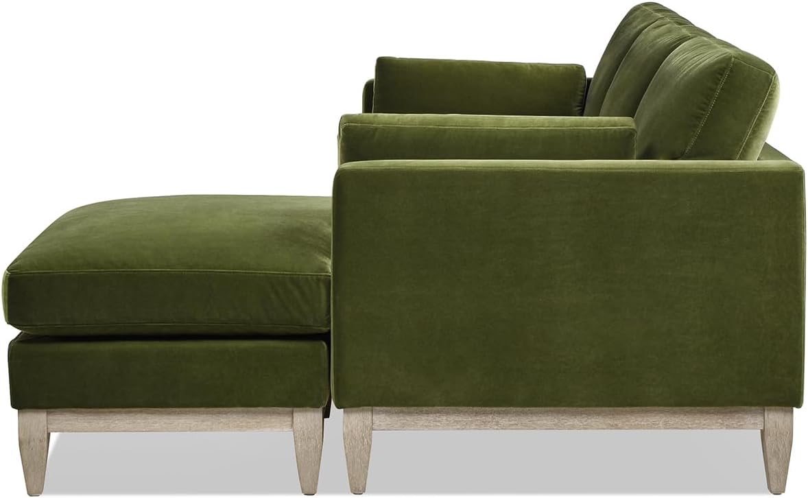 Jennifer Taylor Home Knox 89' Modern Farmhouse Reversible Chaise Sectional Sofa, Olive Green Performance Velvet