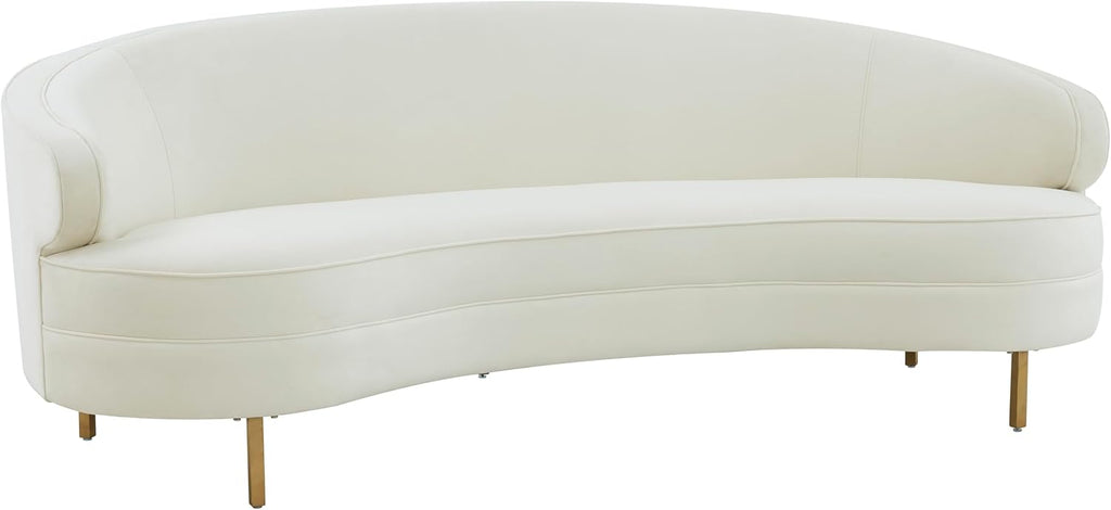 SAFAVIEH Couture Collection Primrose Cream Velvet/Gold Curved Sofa (Fully Assembled)