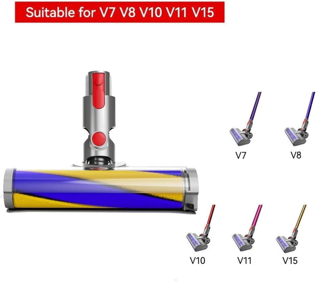 Vacuum Head ，Compatible for Dyson， V15 V11 V10 V8 V7 ，Hardwood Floor Soft Roller Brush Dust Detect Replacement Green Light