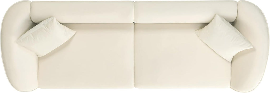 Merax 87' Large Couch, Comfy Upholstered Loveseat with Extra Deep Seats, Velvet Sofa for Living Room Apartment Office, Beige