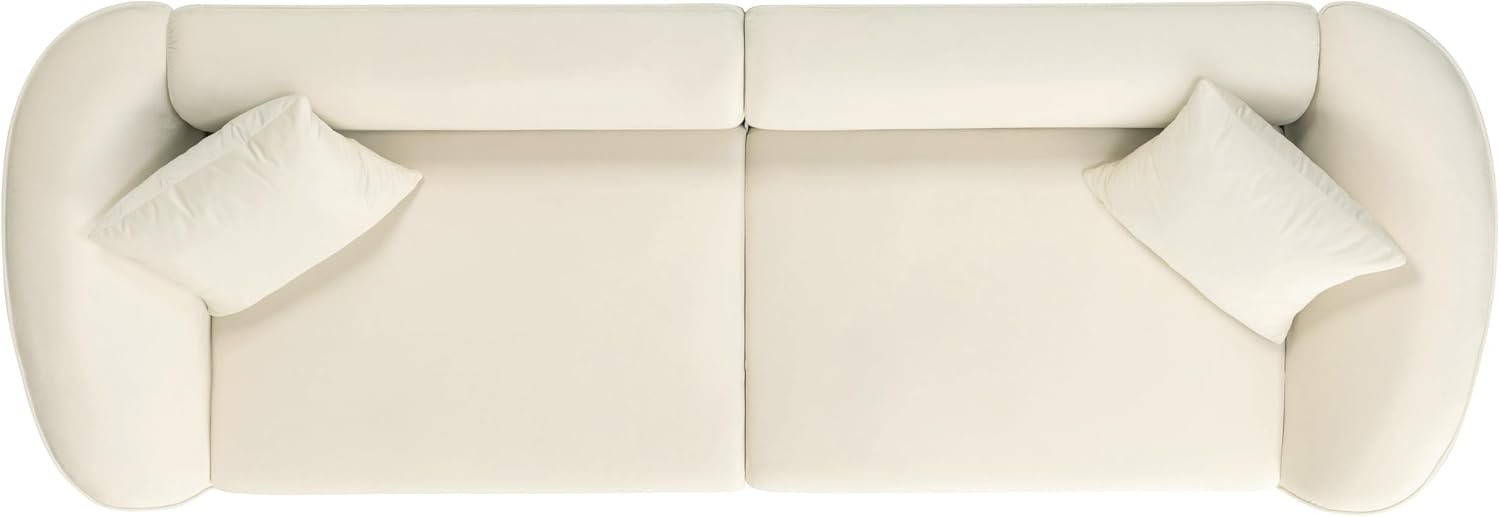 Merax 87' Large Couch, Comfy Upholstered Loveseat with Extra Deep Seats, Velvet Sofa for Living Room Apartment Office, Beige