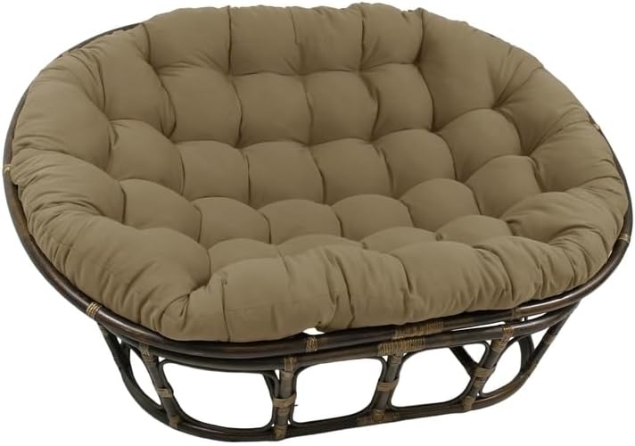 Maykoosh Rattan Double Papasan Chair with Twill Cushion - Bohemian Style Seating Toffee