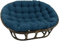 Maykoosh Rattan Double Papasan Chair with Twill Cushion - Bohemian Style Seating Indigo