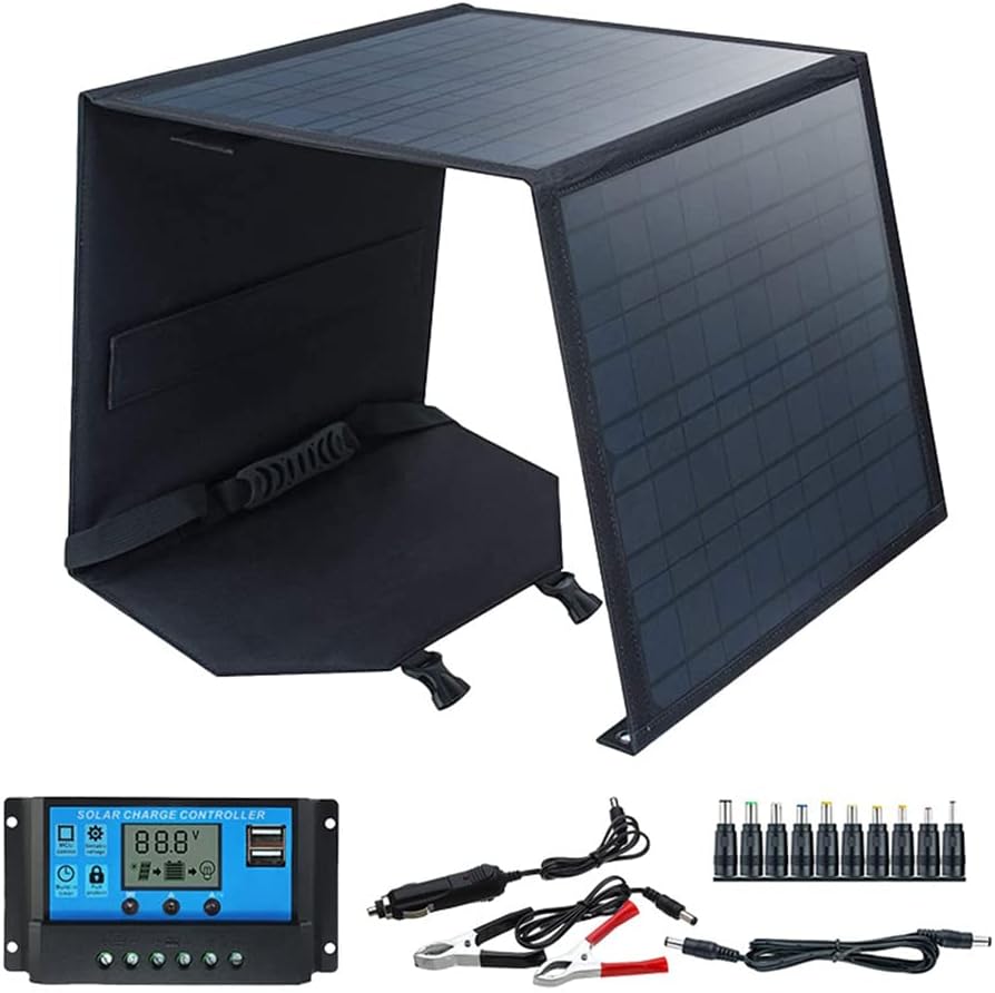 Solar Panel Kit,Solar Panels 60W Solar Panel 18V Monocrystalline Foldable Solar Charger Portable Generator for Outdoor Camping, Emergenc