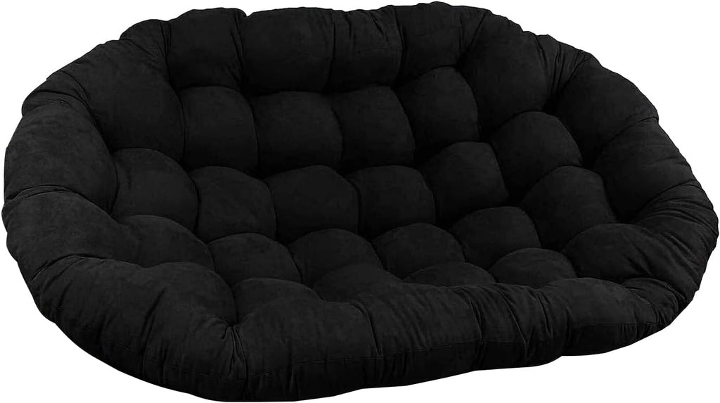 Double Papasan Cushion, Thick Comfortable Hammocks Swing Pads with Ties, Oversized Overstuffed double Papasan Chair Cushion Only (Black), 67in*47in