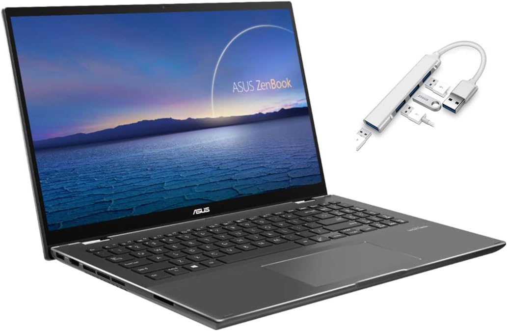 ASUS ZenBook 15.6' FHD Touchscreen Display Laptop | Intel Core i7-1165G7 | NVIDIA GeForce GTX 1650 | Backlit Keyboard | Windows 11 | Grey | with USB3.0 HUB Bundle (Gray, 16GB RAM | 512GB SSD)