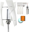 1000W Vertical Low Noise Wind Turbine Generator, 3 Blade Portable Permanent Magnet Generator 12V 24V 48V W/Controller for Home, Boats, Street Lighting(White)