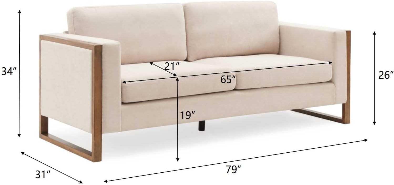 Christopher Knight Home Bricez 79' Sofa Couch, Cozy Upholstered 3-Seater Sofa, Oversized Loveseat, Comfy Fabric Couches for Living Room and Office, Modern Couch and Sofa, Wooden Frame, Taupe Beige