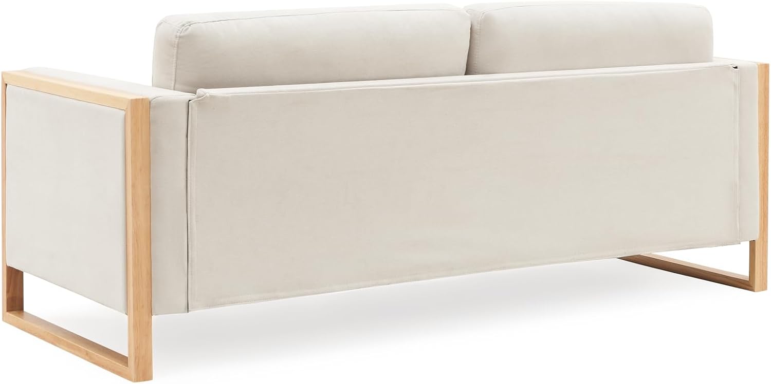 Christopher Knight Home Bricez 79' Sofa Couch, Cozy Upholstered 3-Seater Sofa, Oversized Loveseat, Comfy Fabric Couches for Living Room and Office, Modern Couch and Sofa, Wooden Frame, White