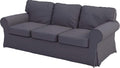 Ektorp 3 Seat Sofa Cotton Cover Replacement Slipcover Compatible with IKEA Ektorp Sofa Cover (Deep Gray)