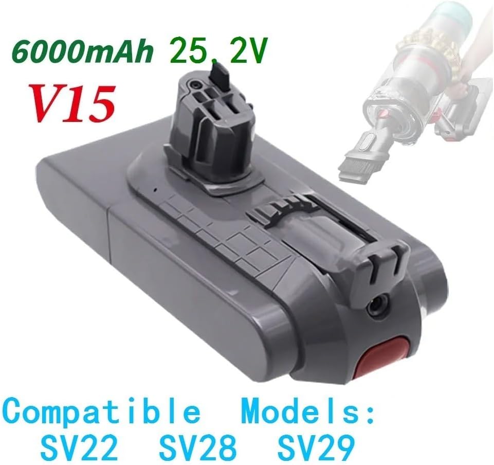 Vacuum Cleaner 25.2V 6000mAh Battery. Compatible for Dyson V15 Vacuum Cleaner Compatible Models SV22 SV28 SV29 Rechargeable Battery(1pc V15 6000mAh)