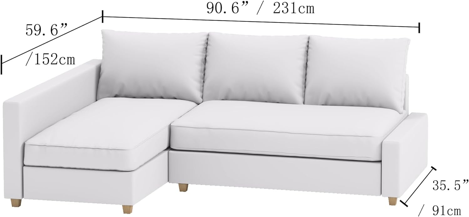 Durable Polyester Flax Friheten Sleeper Sofa Cover Replacement is Compatible with IKEA Friheten Sofa Bed, Or Corner, Or Sectional Slipcover. Sofa Cover Only (Polyester Blue Right Arm Longer)
