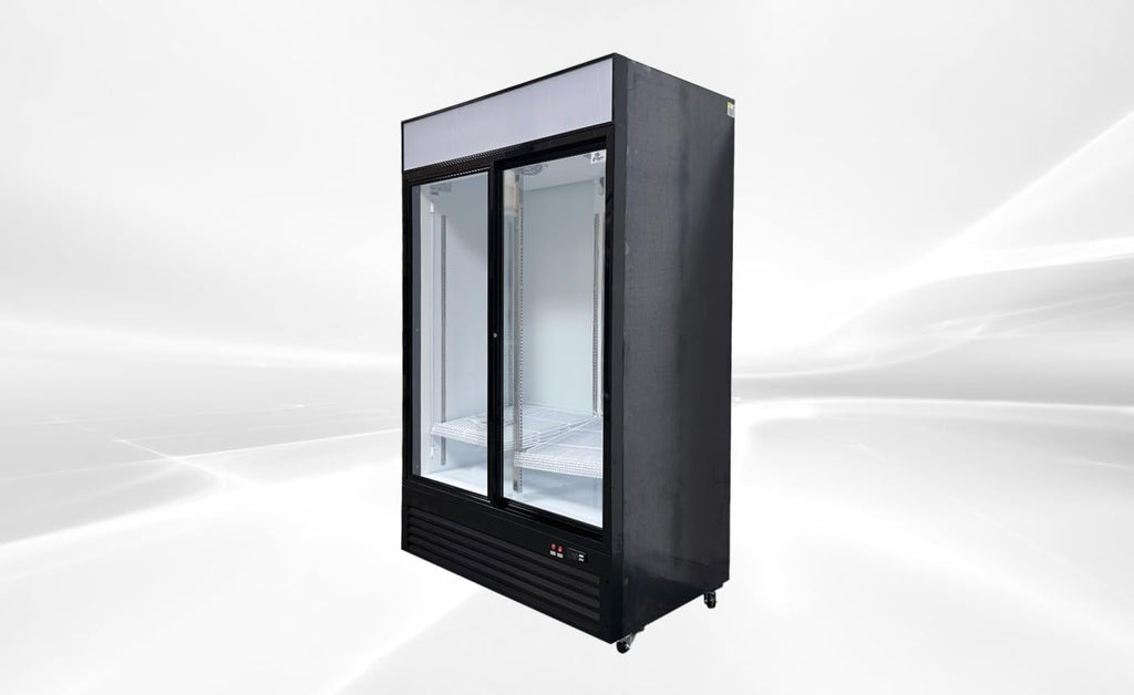 Commercial Refrigerator Glass 2-Door Sliding Door 44 inches width, capacity 34 cuft, Merchandiser Display Cooler Beverage Fridge Drink cooler NSF Certified, 110V, Restaurant Kitchen Cafe GSC-35