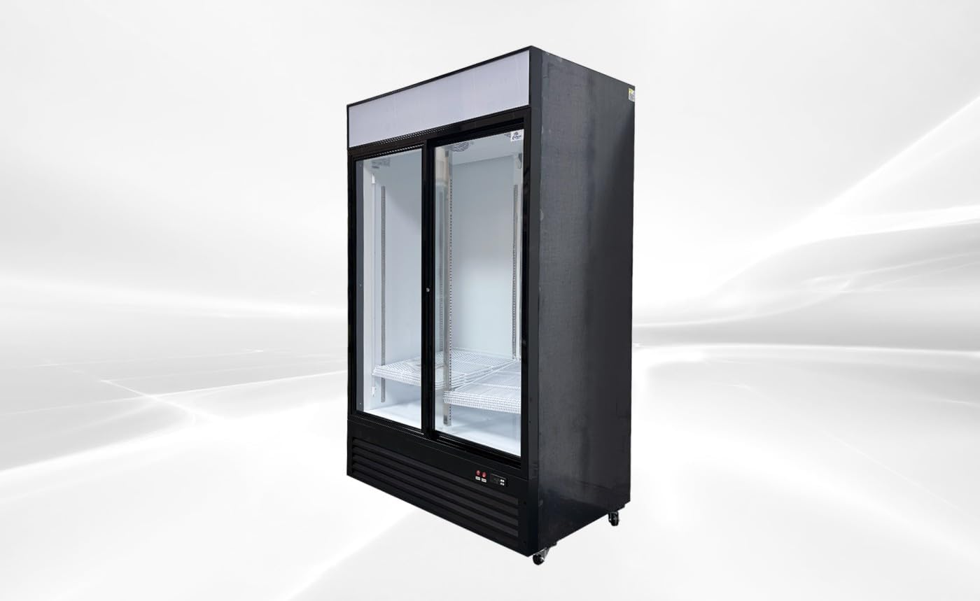 Commercial Refrigerator Glass 2-Door Sliding Door 44 inches width, capacity 34 cuft, Merchandiser Display Cooler Beverage Fridge Drink cooler NSF Certified, 110V, Restaurant Kitchen Cafe GSC-35