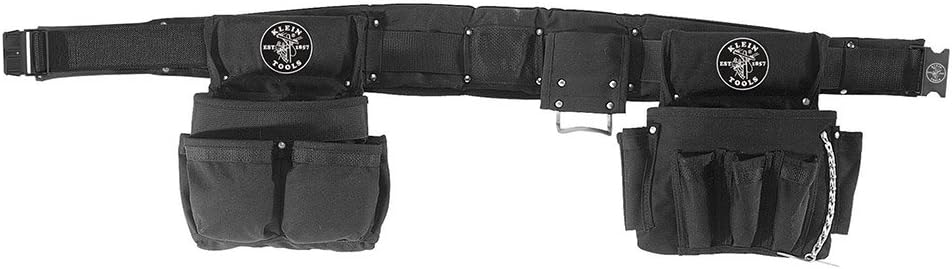 Klein Tools 5710L Electrician's Padded Tool Belt/Pouch Combo, 27 Pockets, 4-Piece, Large, Reinforced Bottom Pouches, Heavy Duty Nylon Webbing, Double Stitched